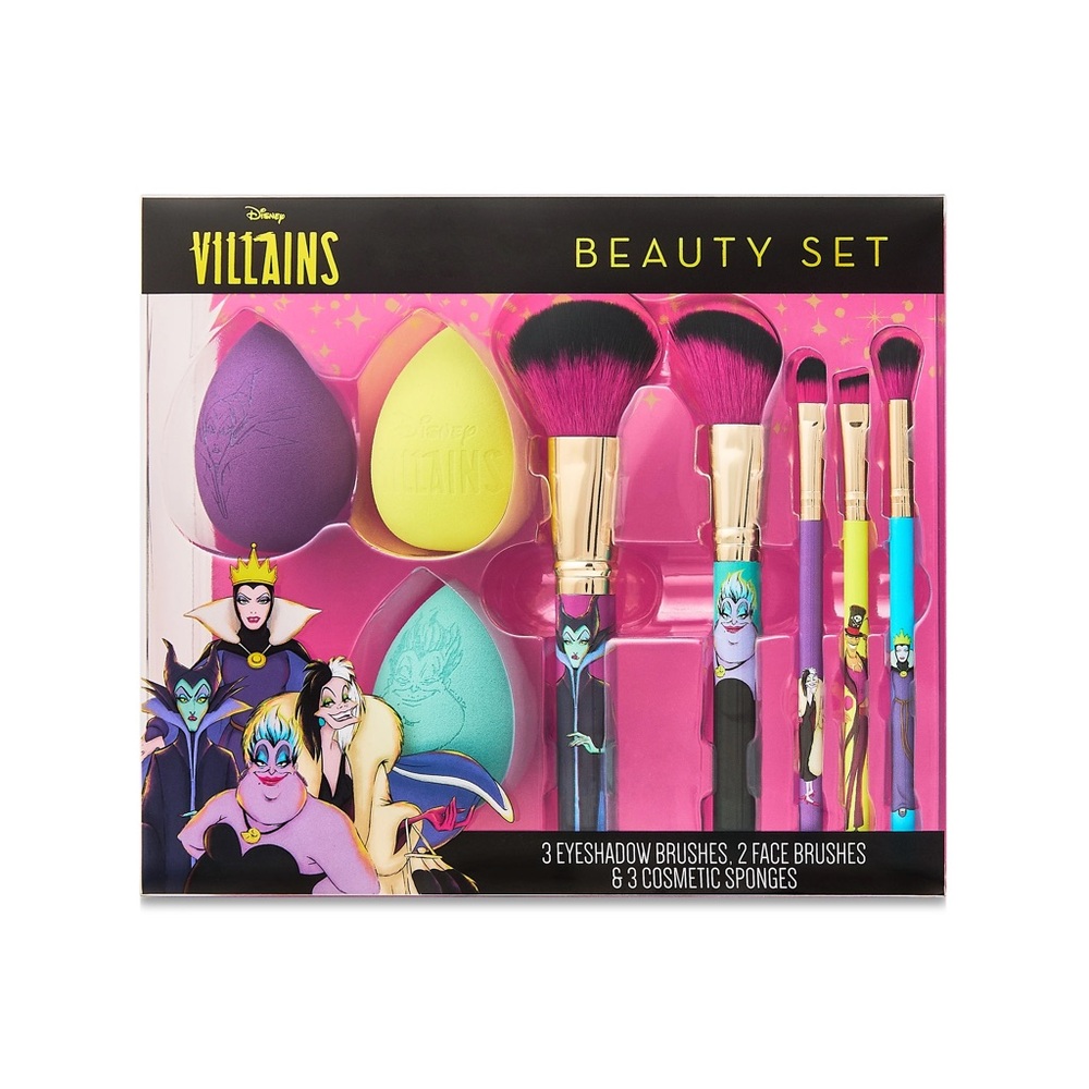 Disney Villains Makeup Brush and Sponge Beauty Set 8 Piece Taste Beauty‎ NEW